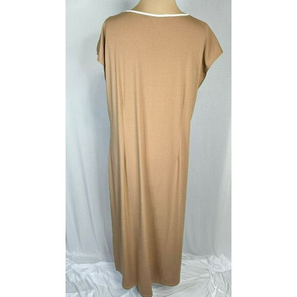 Bob Mackie Wearable Art Large L Brown Dress With White Embroidered Lagenlook - Picture 4 of 11